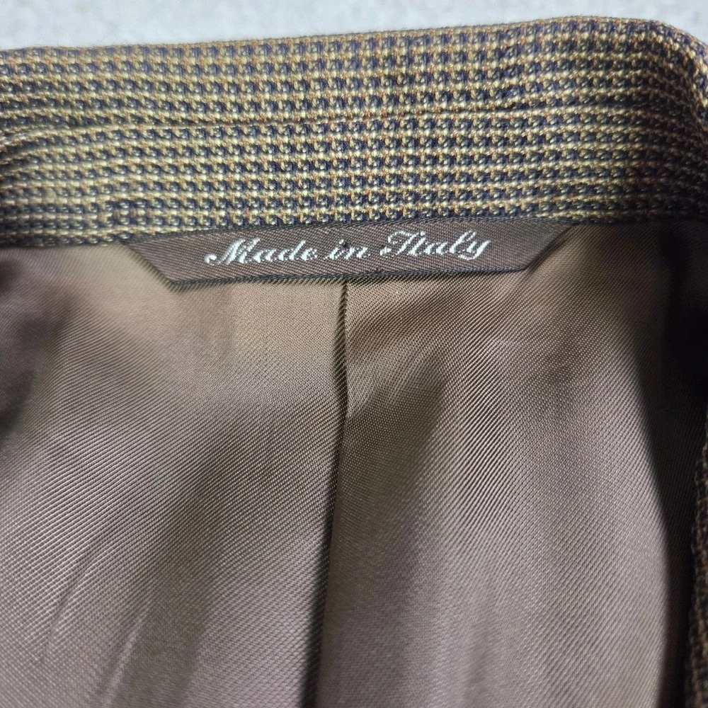 CANALI Wool Silk Blazer Men's 52/US 42 Brown Check‎ 3 Button Sport Coat Italy